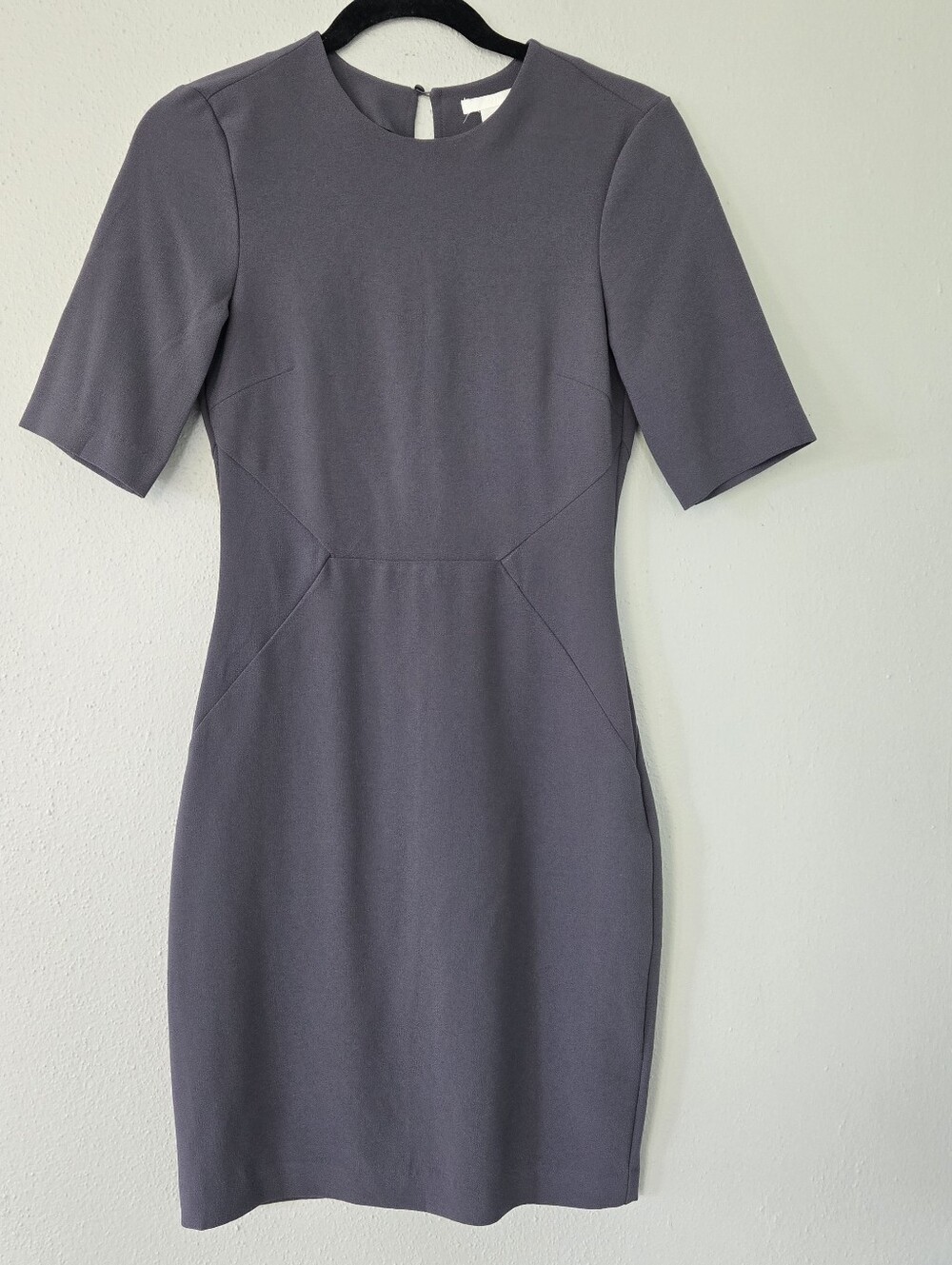 H&M Vintage Slate Gray Short-Sleeve Dress With Slit Back NWT